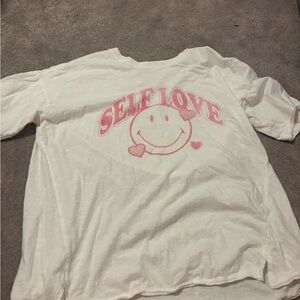 Aerie Self Love Tee - White with Pink